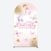 Lofaris Pink Gold Glitter Butterfly Baby Shower Arch Backdrop